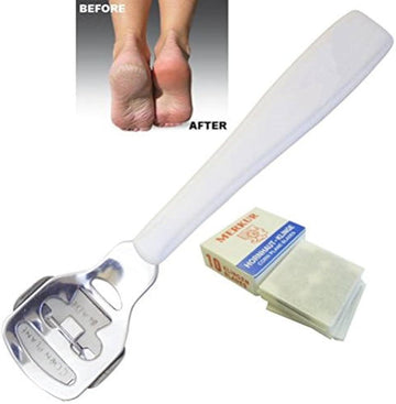 White ABS Foot Scrubber with Replacement Blades