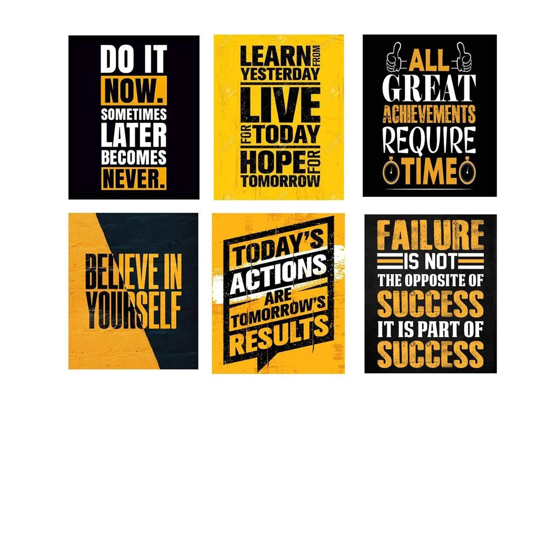 Set of 6 Motivational Wall Art Frames for Home Office