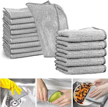 Stainless Steel Dishwashing Cloths Silver Set of 3