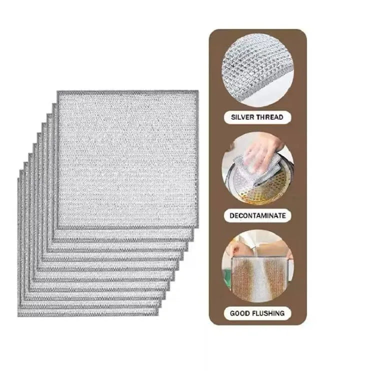 Stainless Steel Dishwashing Cloths Silver Set of 3